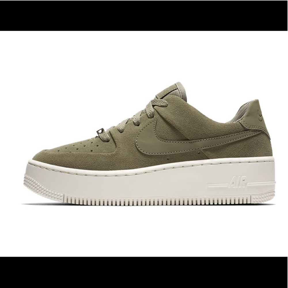 Nike Air Force 1 Sage Low - Olive Green Suede - 7
